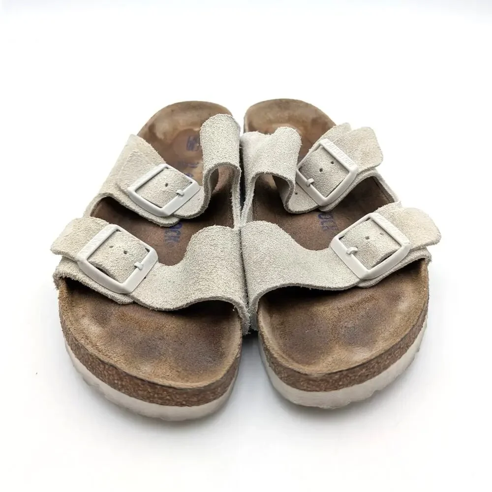 Birkenstock Arizona Soft Footbed Leather Sandal Unisex Oyster Sz USW8/M6 EU39 - Picture 2 of 10